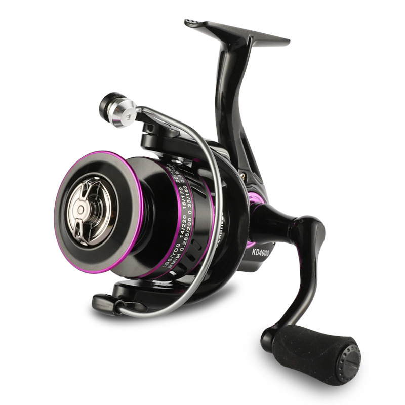 Large Capacity Metal Spool 1000-6000 Max Drag 10kg Powerful Purple Spinning Fishing Reel With EVA Handle