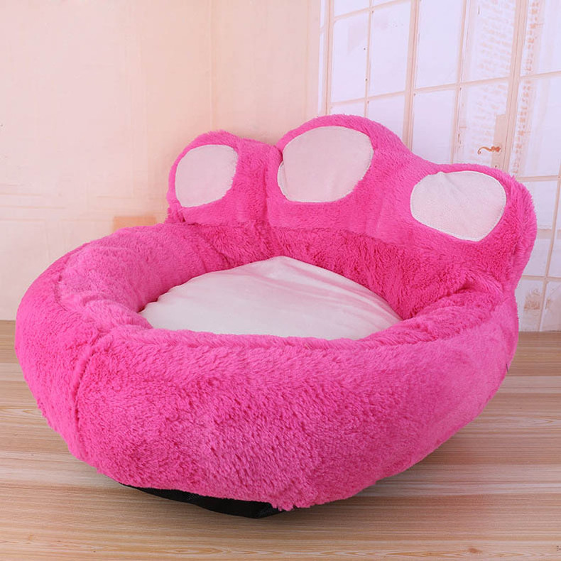 Cute Polar Bear Paw Pet Nest Warm Teddy Kennel Ultra Plush Backrest Type Dog Bed Removable Pet Beds for Small Medium Large Dogs