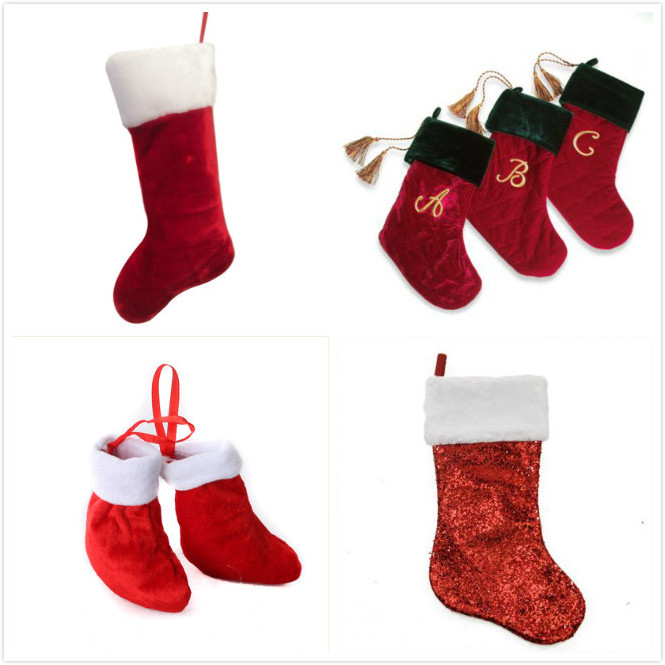 christmas plush stockings/animal head plush christmas stocking/plush christmas stockings