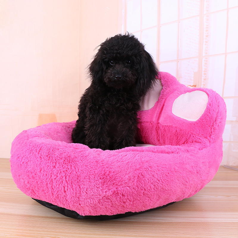 Cute Polar Bear Paw Pet Nest Warm Teddy Kennel Ultra Plush Backrest Type Dog Bed Removable Pet Beds for Small Medium Large Dogs