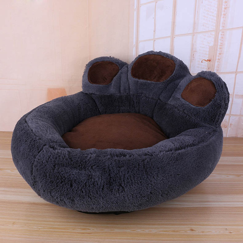 Cute Polar Bear Paw Pet Nest Warm Teddy Kennel Ultra Plush Backrest Type Dog Bed Removable Pet Beds for Small Medium Large Dogs