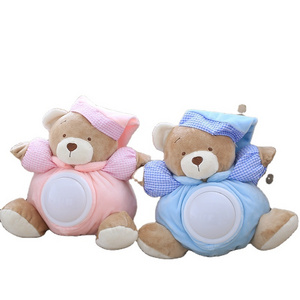 25cm Kawaii Musical Light Teddy Bear Plush Dolls Pat Lamp Sleeping Comfort LED Night Light Appease Plush Bear Baby Soft Toys