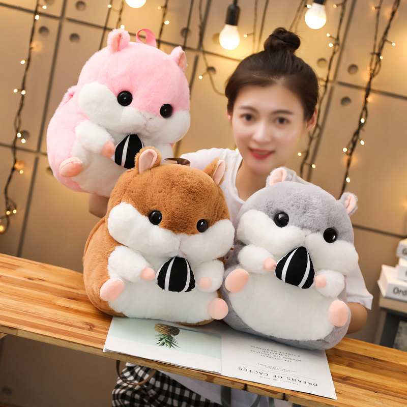 Factory hot sale cute hamster cartoon fashionable plush stuffed backpack for girls