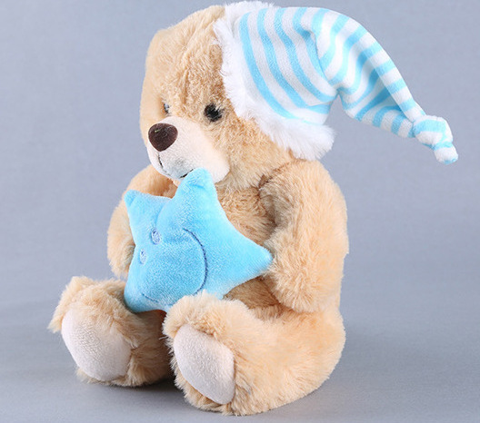 Top Quality Plush teddy bear with night-cap Cute Brown Sitting Sleeping Teddy Bear Animal Toy With Nightcap For Baby Sleeping