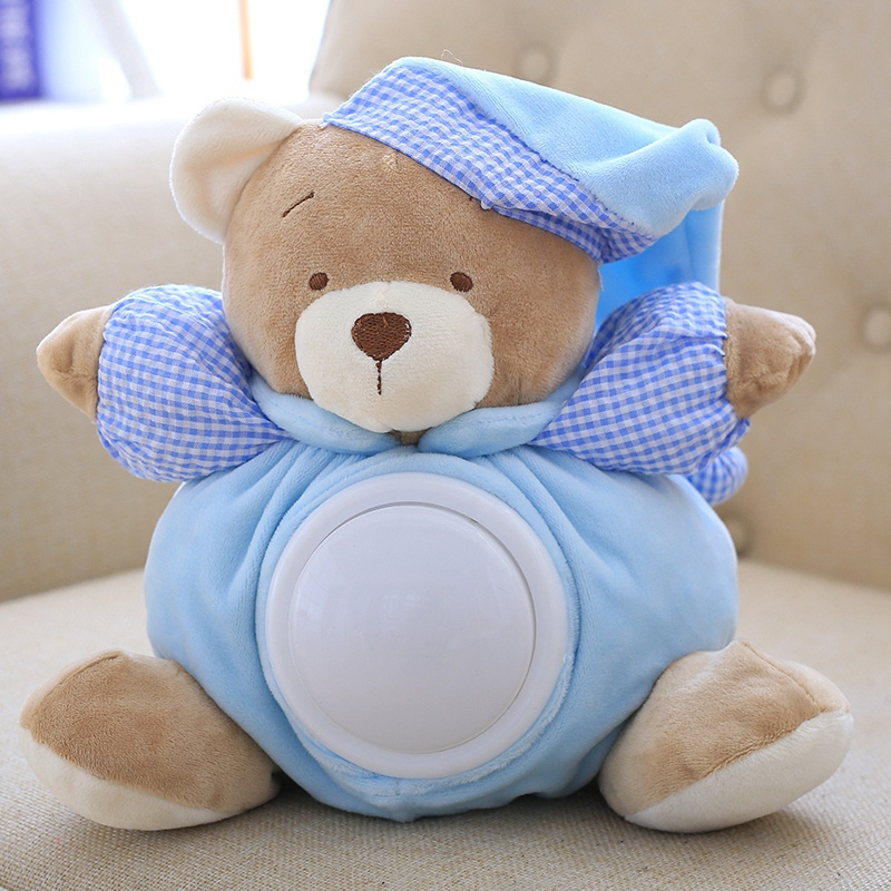 25cm Kawaii Musical Light Teddy Bear Plush Dolls Pat Lamp Sleeping Comfort LED Night Light Appease Plush Bear Baby Soft Toys