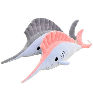 70cm Kawaii Soft Giant Swordfish Plush fish Stuffed Fish Ocean Animals Doll Toys for children kids cartoon toy for baby gift