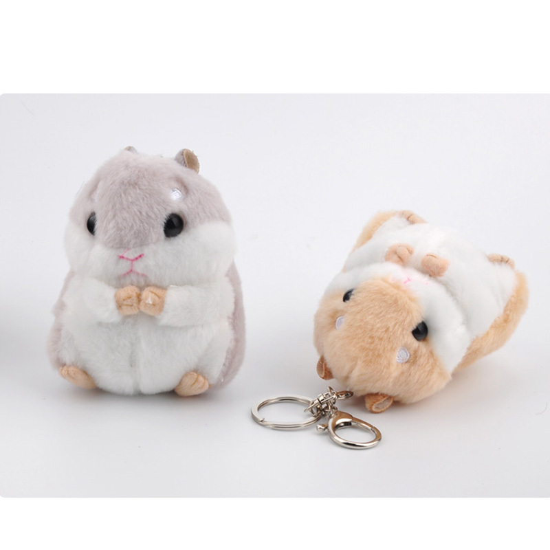 Custom 15cm plush stuffed hamster animal toy keychain cute plush toy keychain