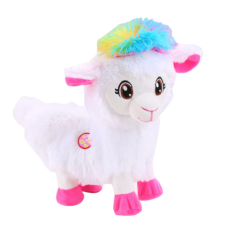 New Design Electric Dancing Rainbow Sheep Plush Stuffed Animal Toy Electronic Music Shaking Alpaca Plush Toy For Children Gift