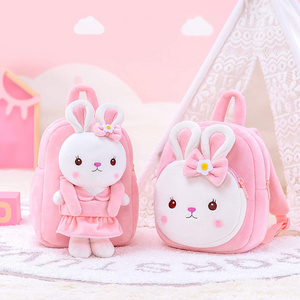 wholesale promotion pink Kids plush bunny Backpack for Girls Stuffed cute Bunny backpack Toy