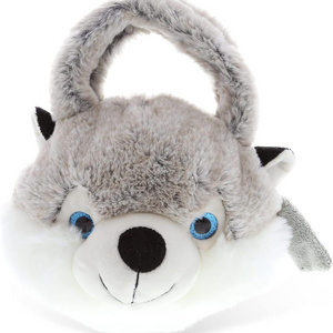 New Design Super Soft Fluffy Husky Panda llama Plush Purse Handbag Kids Stuffed Animal Shape plush Handbag Toy