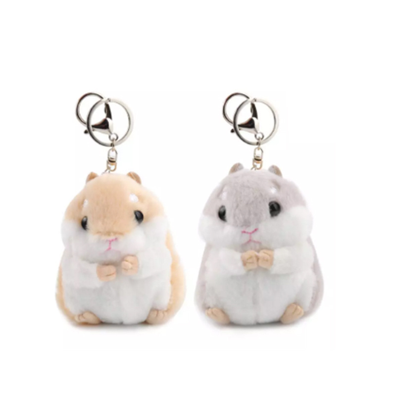 Custom 15cm plush stuffed hamster animal toy keychain cute plush toy keychain