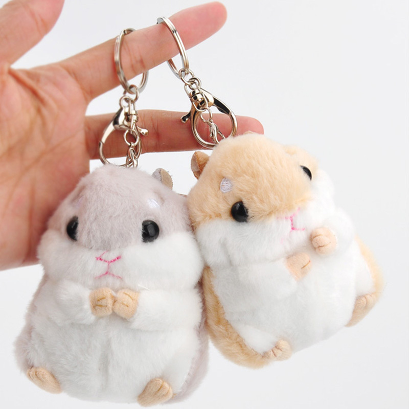 Custom 15cm plush stuffed hamster animal toy keychain cute plush toy keychain