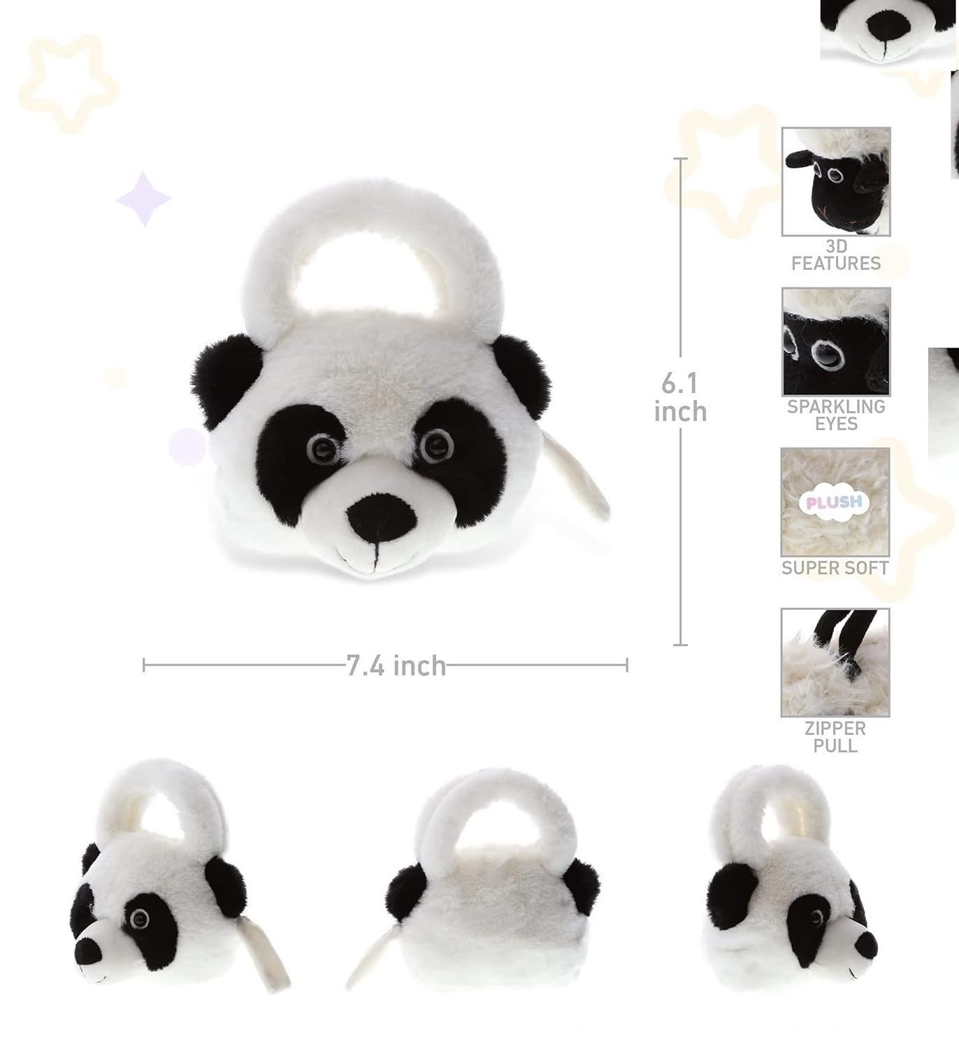 New Design Super Soft Fluffy Husky Panda llama Plush Purse Handbag Kids Stuffed Animal Shape plush Handbag Toy