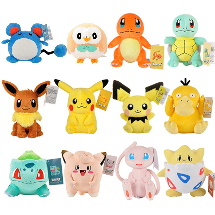 Poke-mon Stuffed Pikachu Keychain Doll Type Anime Baby Selling Wholesale Soft Toys Bulbasaur Squirtle Charmander Kawaii plushie