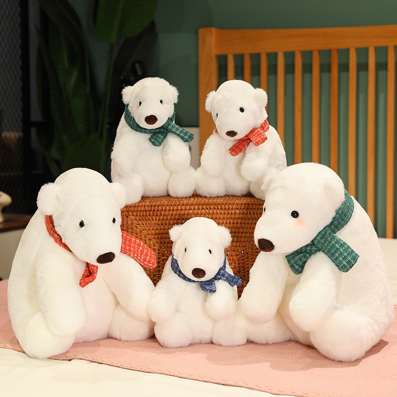 Factory direct sales new simulation polar bear plush toy with Scarf stuffed Soft Toy & Plush Polar Bears customized cute bear