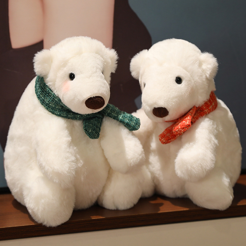 Factory direct sales new simulation polar bear plush toy with Scarf stuffed Soft Toy & Plush Polar Bears customized cute bear