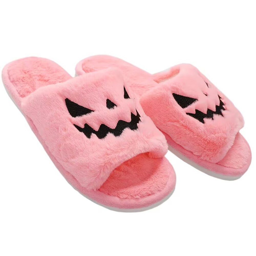 bedroom slippers for women Fashion Fur home Slippers Halloween Pumpkin fluffy Pumpkin Slipper For Men And Women