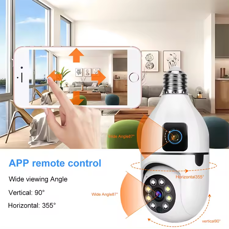 Full HD E27 Wireless 220V White Wifi Light Dual Lens Bulb 360 WiFi Cctv Security Camera for general family indoor and outdoor