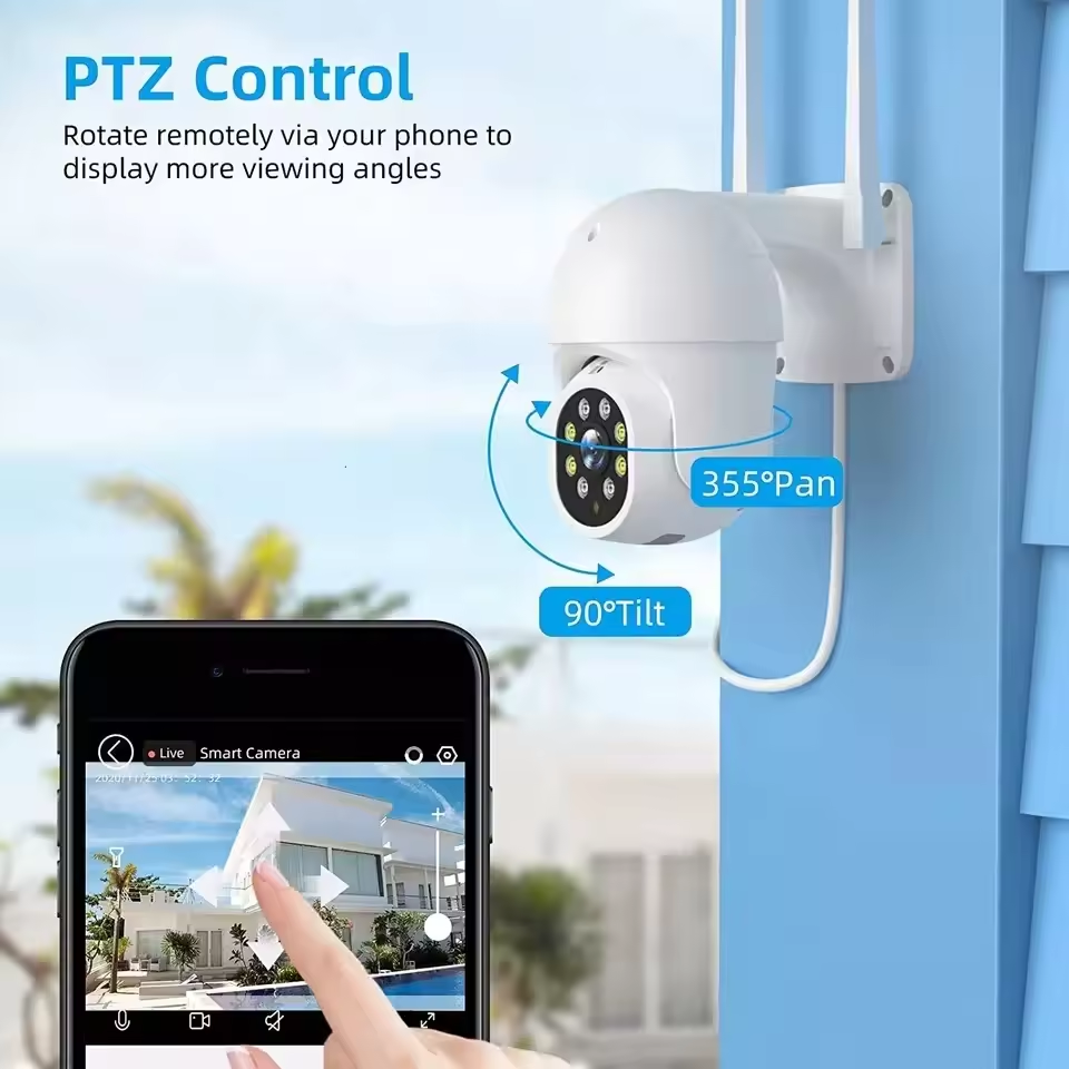 Outdoor Speed Dome Wireless Camera Smart AI Human Detected Auto Tracking Two-way Audio Record HD 2MP PTZ WiFi IP Camera