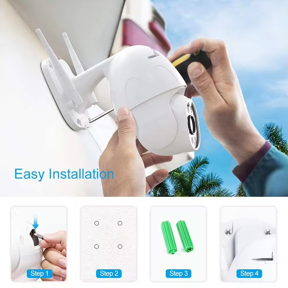 Outdoor Speed Dome Wireless Camera Smart AI Human Detected Auto Tracking Two-way Audio Record HD 2MP PTZ WiFi IP Camera