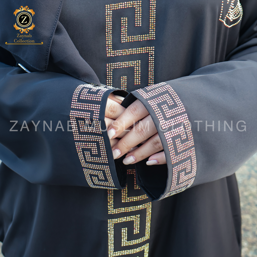 Zaynab Dubai Abaya Wholesale Dubai Ramadan Luxury Chiffon Eid Embroidery Beaded Abaya Women Muslim Dress Dubai Abaya