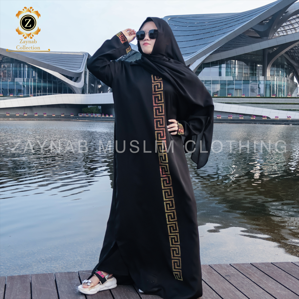 Zaynab Dubai Abaya Wholesale Dubai Ramadan Luxury Chiffon Eid Embroidery Beaded Abaya Women Muslim Dress Dubai Abaya