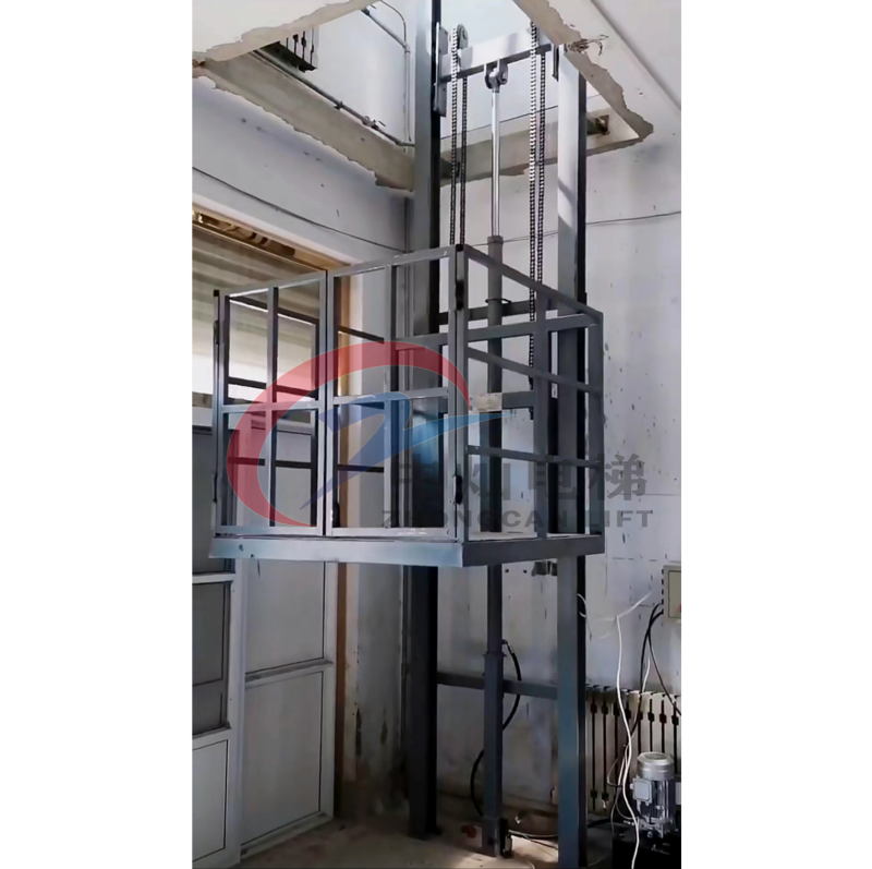 1 ton safety guide rail cargo lift platform freight elevator warehouse cargo lift for sale