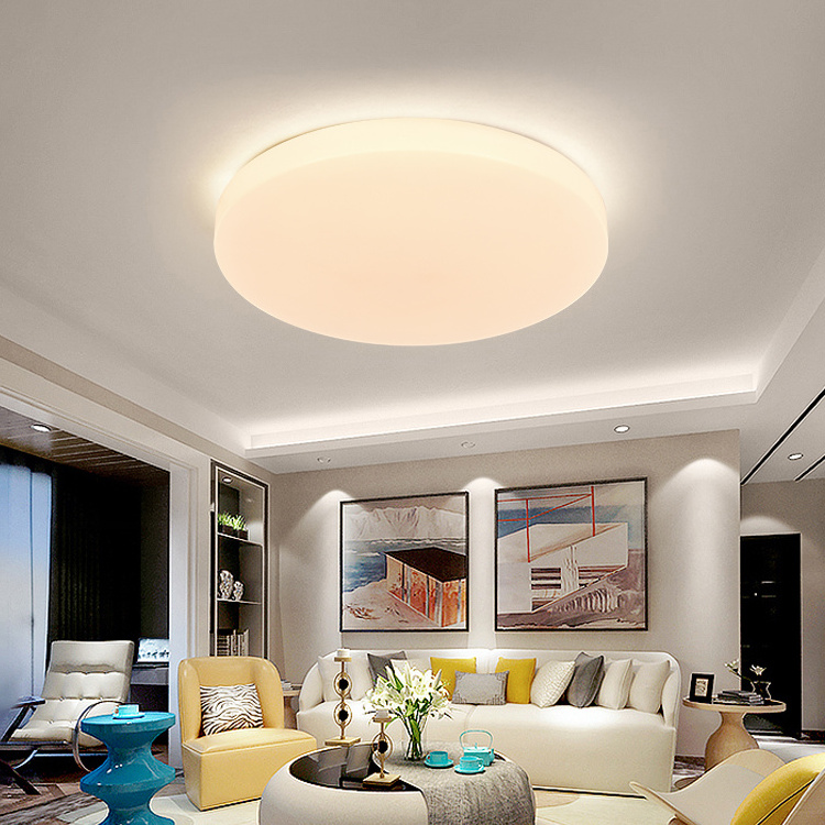 Classic High Lumen Round Flat Thin Panel Lamp Fixtures Living Room Flush Mount 3-Color Dimmable Led Ceiling Light