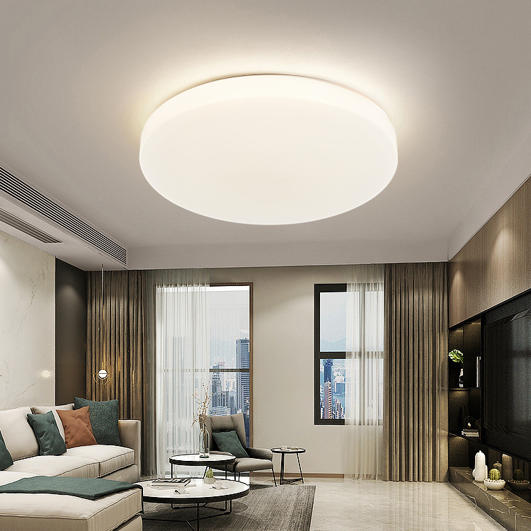 Classic High Lumen Round Flat Thin Panel Lamp Fixtures Living Room Flush Mount 3-Color Dimmable Led Ceiling Light