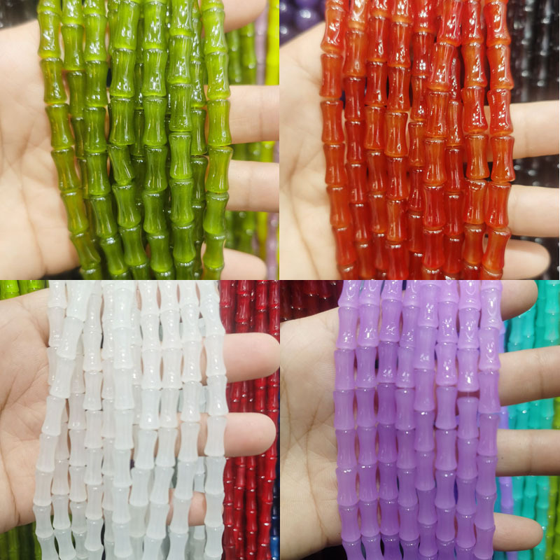 6x12mm Wholesale Natural Stone Bamboo Joint Bone Shape Red Agate/Lighter Imperial Jade Beads For Jewelry Makines