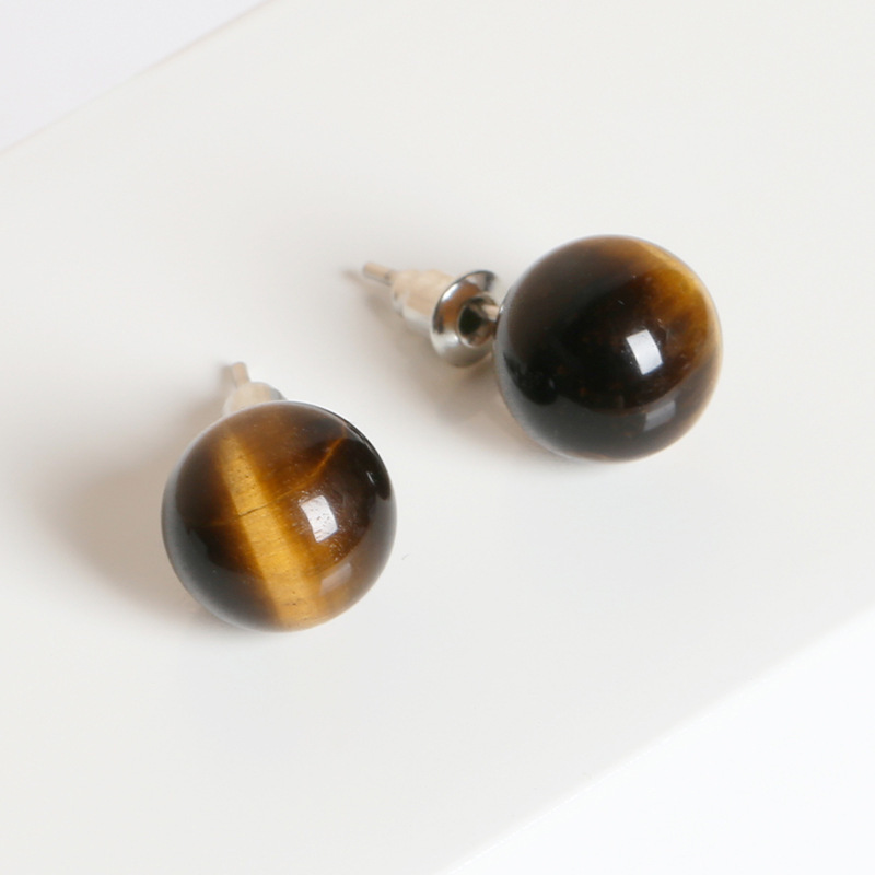 Wholesale  6-10 mm ear studs Red Agate Stud Earrings Simple Versatile Multi color Ball Earrings