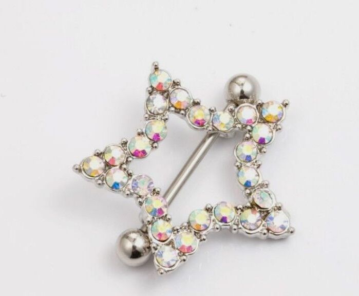 hot selling new star design cute surgical stainless steel nipple piercing rings