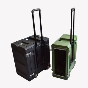 rotomold portable 19 Inch Hard Waterproof Plastic Trolley Shockproof Frame Shock Rack Mount Case 4U