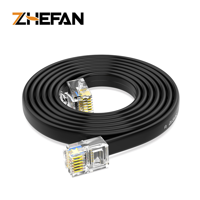 ZHEFAN Free Sample 10c 26awg Flat Moludar Telephone Cable Rj11 Rj12 Cable 6p6c 4p4c Patch Cord