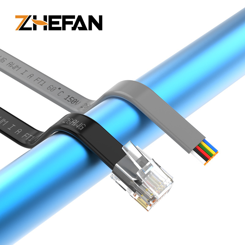 ZHEFAN Free Sample 10c 26awg Flat Moludar Telephone Cable Rj11 Rj12 Cable 6p6c 4p4c Patch Cord