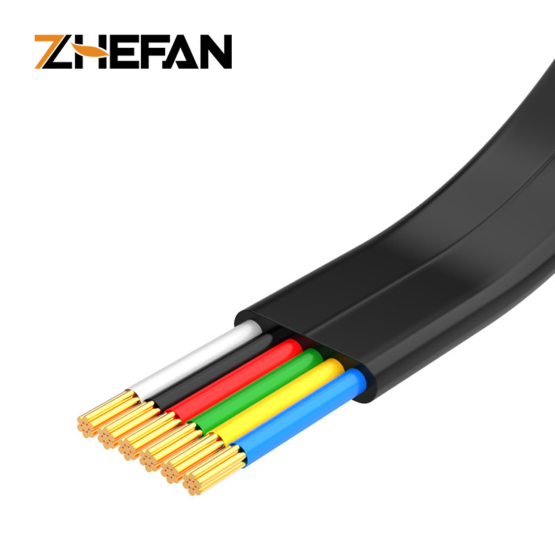 ZHEFAN Free Sample 10c 26awg Flat Moludar Telephone Cable Rj11 Rj12 Cable 6p6c 4p4c Patch Cord