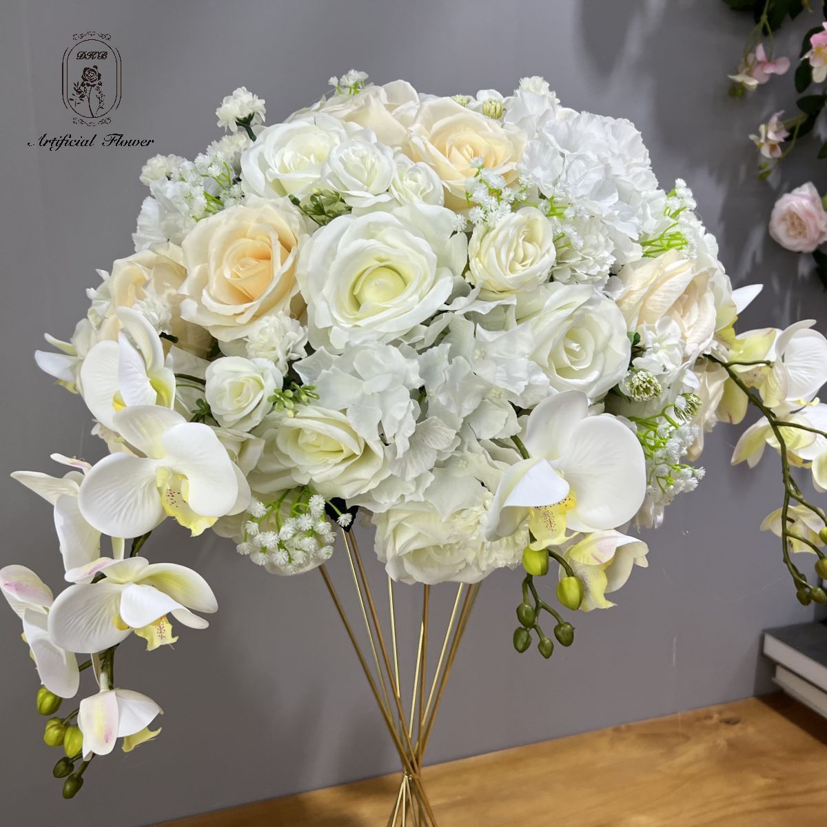 luxury Wedding rose ball ccenterpieces for wedding table customize artificial flower ball silk flowers wholesale flower ball