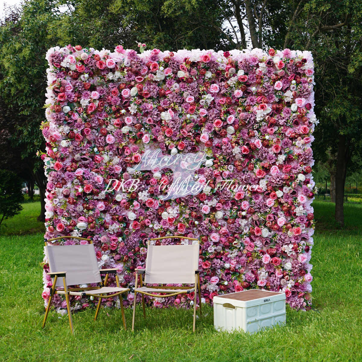 DKB High Quality  Silk Wedding Event Floral 5D/8D Artificial Rose Flower Wall Wedding Home Party  Decoration Stage Backdrop