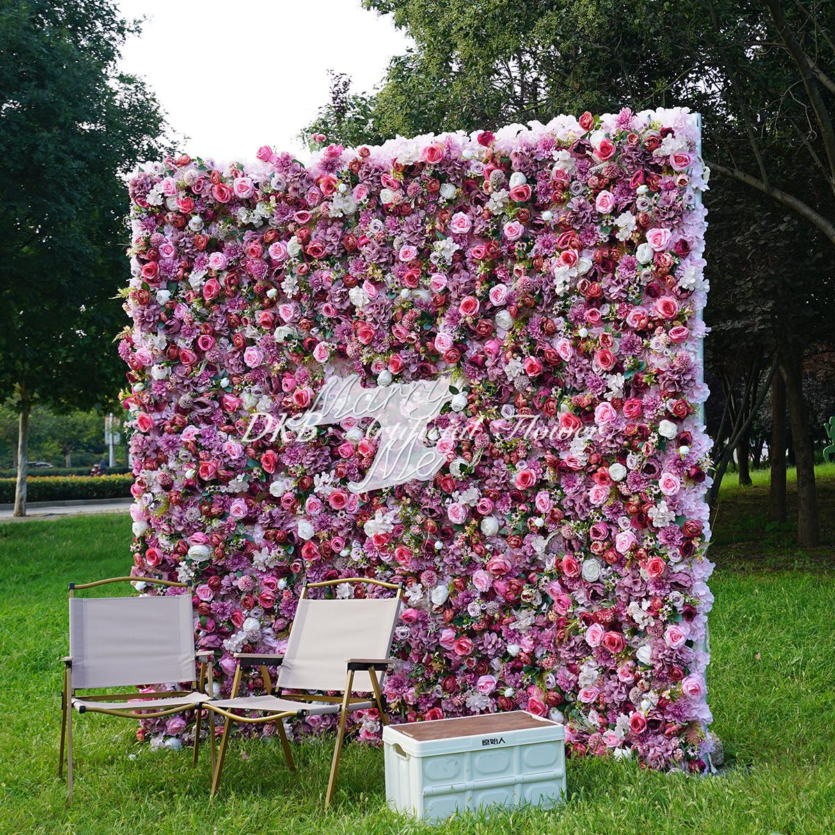 DKB High Quality  Silk Wedding Event Floral 5D/8D Artificial Rose Flower Wall Wedding Home Party  Decoration Stage Backdrop