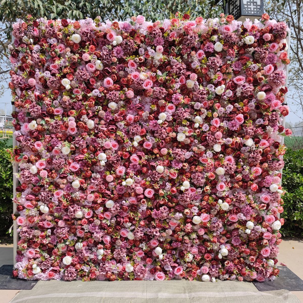 DKB High Quality  Silk Wedding Event Floral 5D/8D Artificial Rose Flower Wall Wedding Home Party  Decoration Stage Backdrop