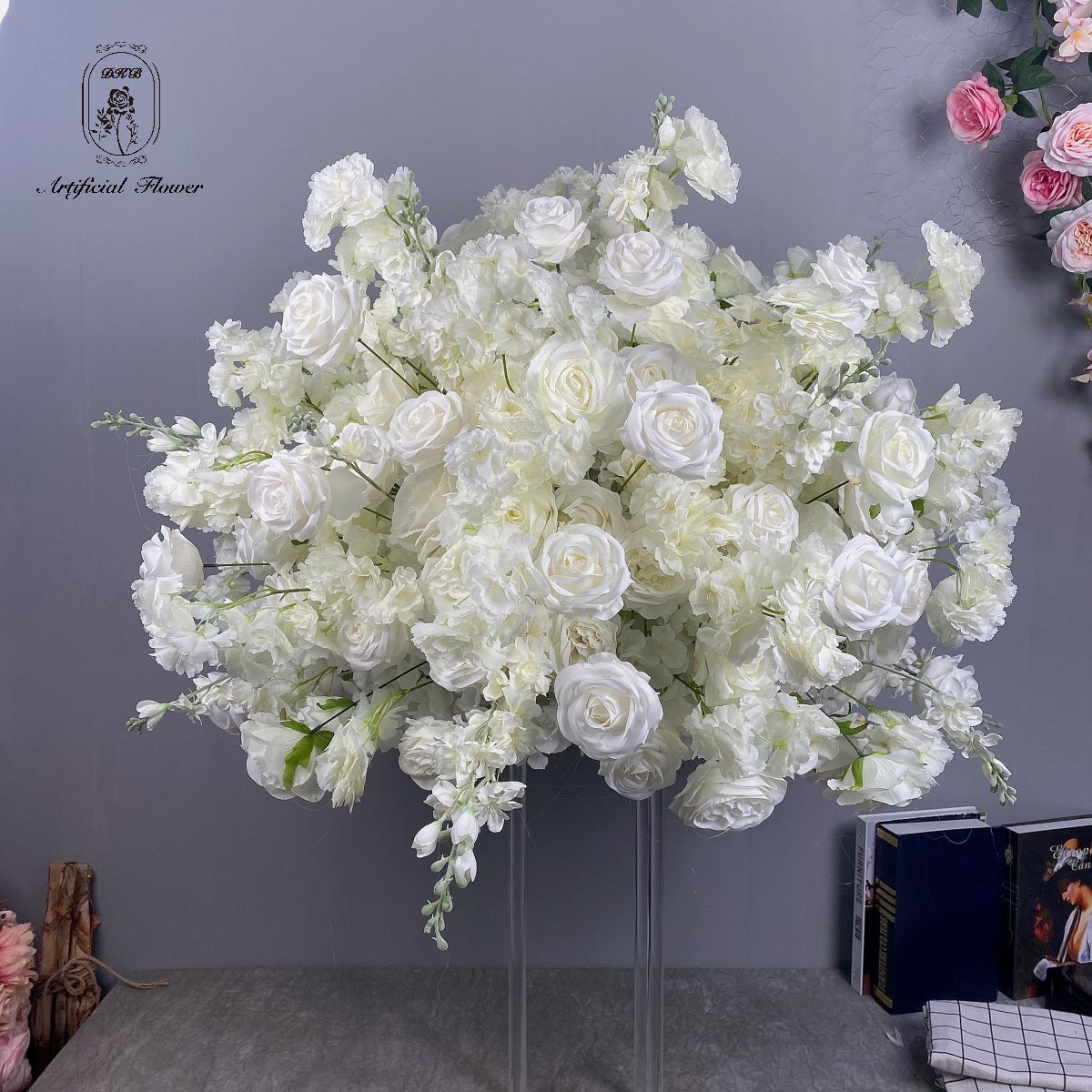 Wholesale popular silk table decorative kissing ball artificial flower ball centerpiece wedding flower balls