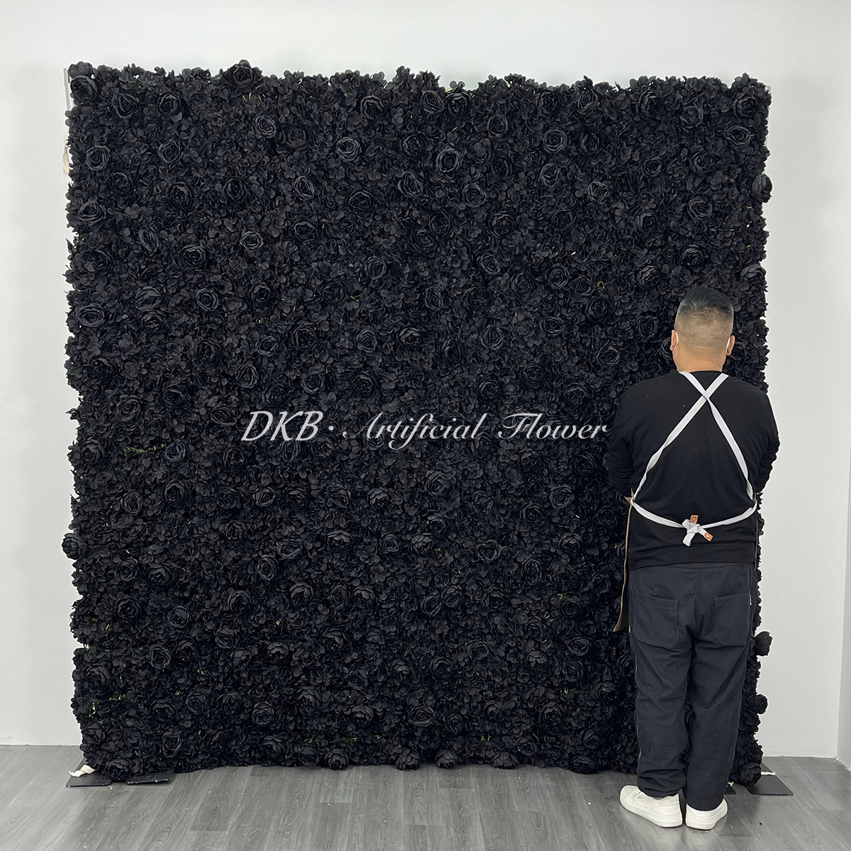 Customized High Quality Wedding Ornaments Decoration Black Rose Panel Artificial Decoration Flower Floral Wall