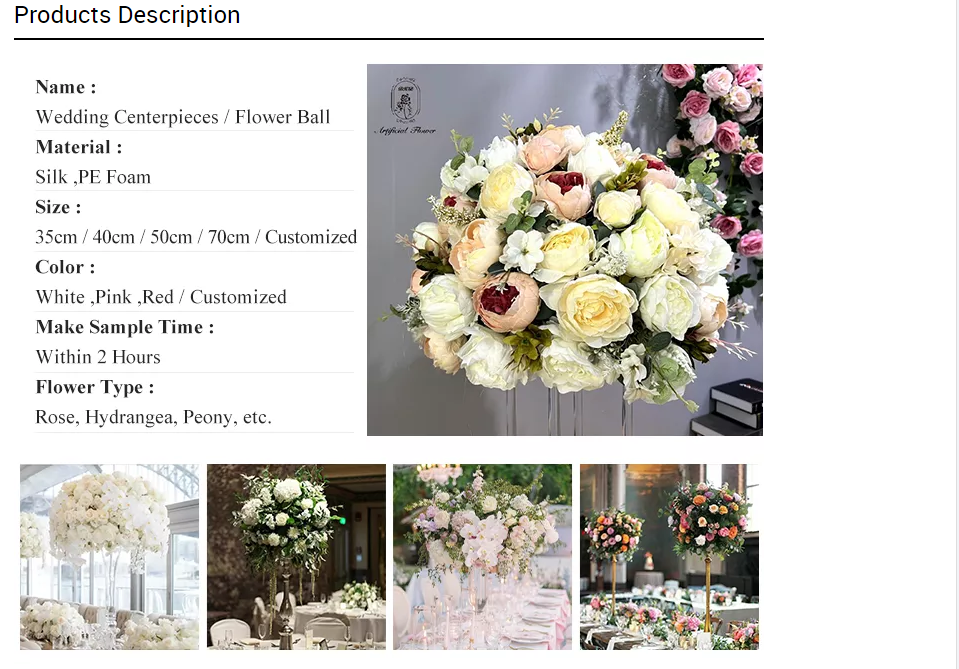 Wholesale popular silk table decorative kissing ball artificial flower ball centerpiece wedding flower balls