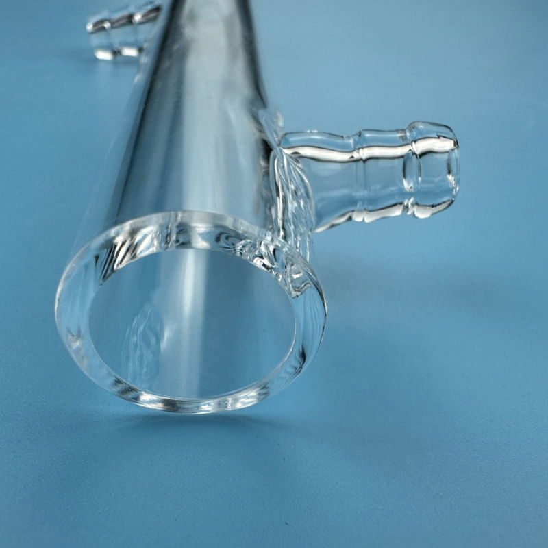 Custom quartz tube threaded quartz glass bottle polished clear quartz tube side tube according to drawings