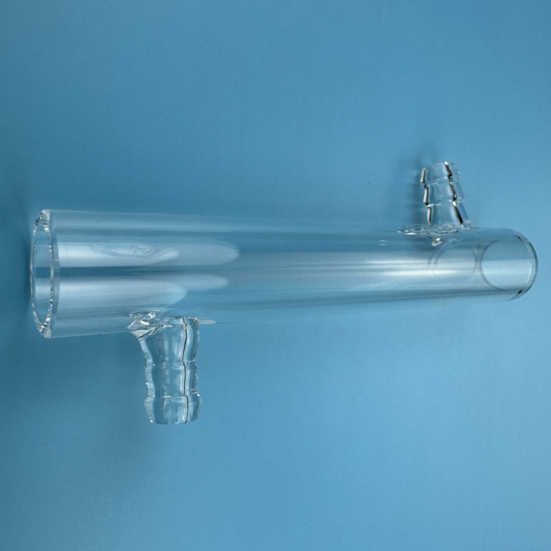 Custom quartz tube threaded quartz glass bottle polished clear quartz tube side tube according to drawings