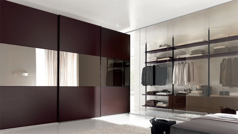 Black rubber with mercury mirror fitting sliding door wardrobe