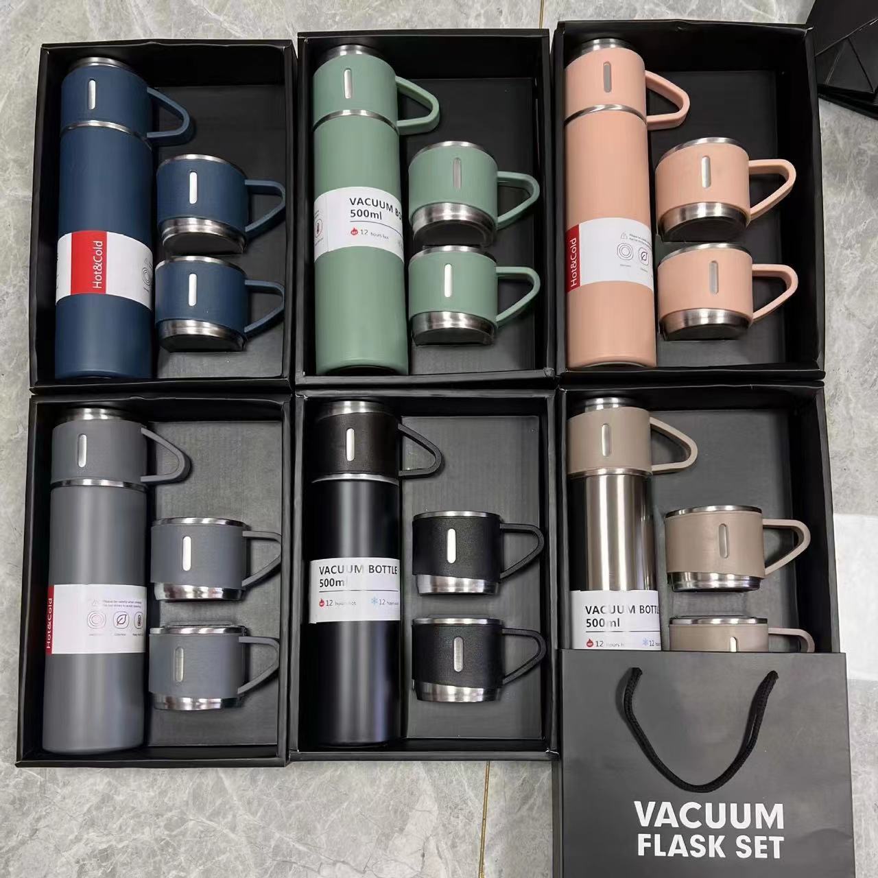 box vacuum gifts insulated flask 304 stainless steel Three-lid thermos cup office business gift box set insulation water bottle