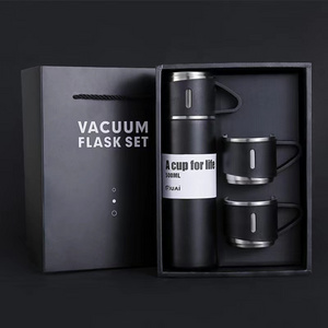 box vacuum gifts insulated flask 304 stainless steel Three-lid thermos cup office business gift box set insulation water bottle