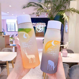 Korean version of simple frosted large capacity elk plastic cup creative trend portable  lovely female student water bottle