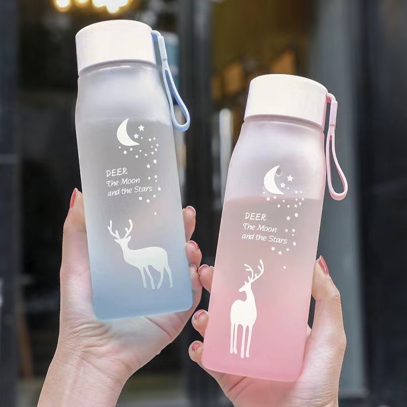 Korean version of simple frosted large capacity elk plastic cup creative trend portable  lovely female student water bottle